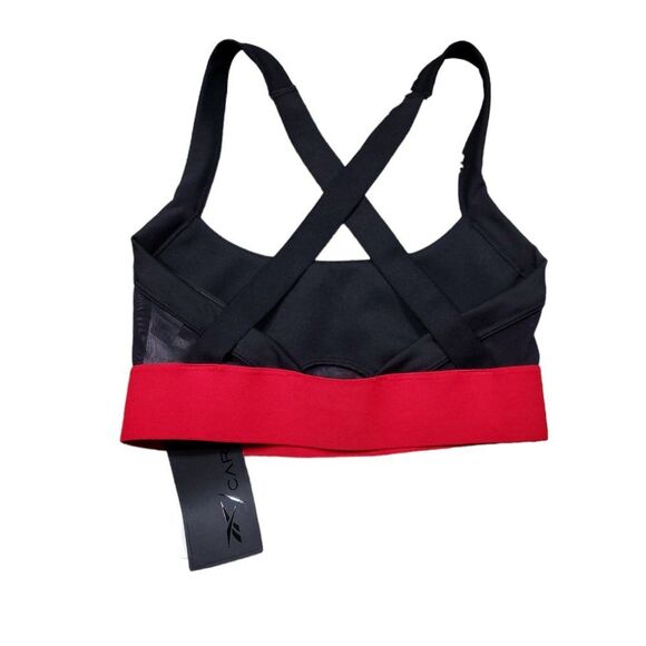 Reebok x Cardi B Bralette Logo Athletic Sports Bra Black Red Women's Size XS - Picture 3 of 6